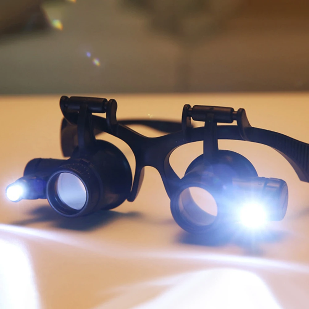 Electronics Repair Glasses - แว่นขยายสวมแว่นขยาย10X/15X/20X/25X พร้อมไฟ LED สำหรับการอ่านเครื่องเพชรพลอยช่างสวมใส่ซ่อมนาฬิกา