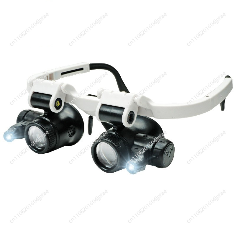 Electronics Repair Glasses - แว่นขยายแบบสวมศีรษะ 23 เท่า พร้อมไฟส่องสว่าง นาฬิกา โทรศัพท์มือถือ
