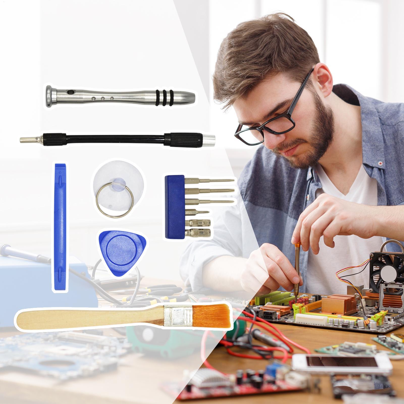 Electronics Repair Game - ไขควงถอดประกอบเครื่องเล่นเกม 12 ชิ้น ด้ามจับตามหลักสรีรศาสตร์แบบพกพา ชุดเครื่องมือซ่อมทำความสะอาด สำหรับร้านขายอุปกรณ์อิเล็กทรอนิกส์ในบ้าน