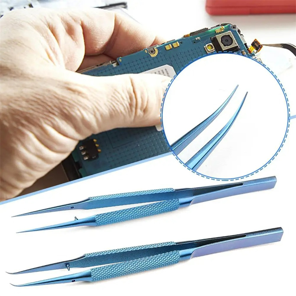 Smd Tweezer Set - แหนบป้องกันแม่เหล็กโลหะผสมไทเทเนียมสำหรับซ่อมอุปกรณ์อิเล็กทรอนิกส์, คีม ESD ระดับมืออาชีพสำหรับเมนบอร์ด, PCB, SMD