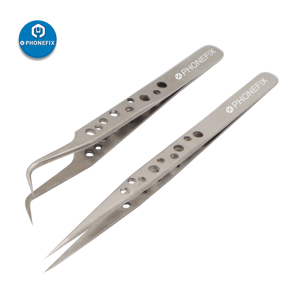 Elektronik Repair - Electronics อุตสาหกรรมแหนบสแตนเลส Precision หัวโค้ง Tweezer แต่งหน้า
