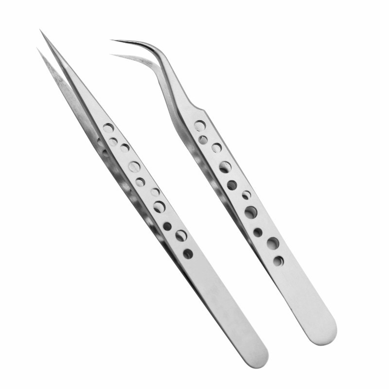 Elektronik Repair - Electronics อุตสาหกรรมแหนบโค้งตรงปลาย Precision สแตนเลส Forceps ซ่อมเครื่องมือชุด