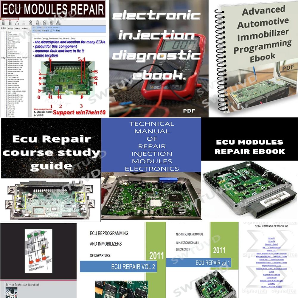 Electronics Repair Guide - แผ่นข้อมูลซ่อมแซม ECU 10ชิ้นชุด E-book เพื่อการศึกษาโมดูล ECU