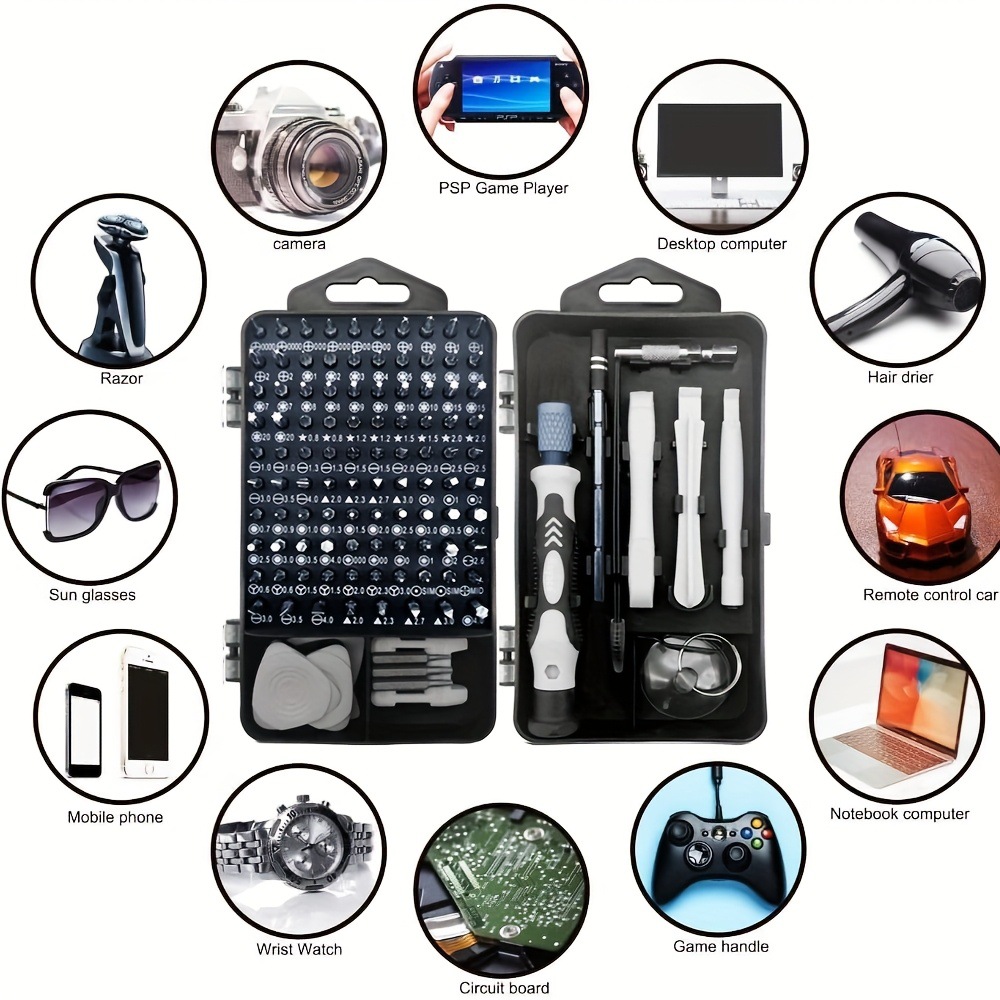 Electronics Repair Game - ชุดไขควงความแม่นยำ 115-in-1 พร้อมหัวแม่เหล็ก ชุดเครื่องมือซ่อมอิเล็กทรอนิกส์ สำหรับ iPhone