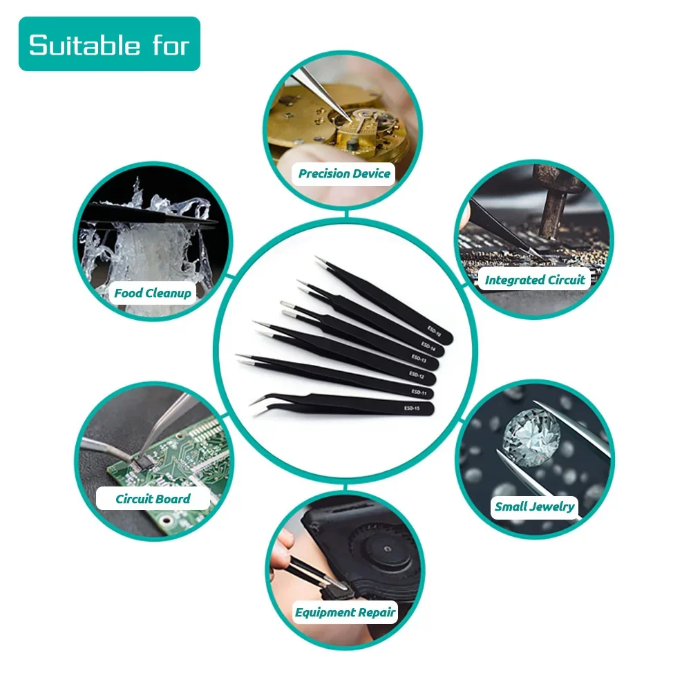 ชุดแหนบความแม่นยำสูง 6 ชิ้น ป้ - Elektronik Repair บทวิจารณ์และราคา