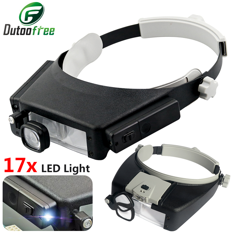 ใหม่แถบคาดศีรษะแว่นขยายไฟ LED  - Electronics Repair Glasses บทวิจารณ์และราคา